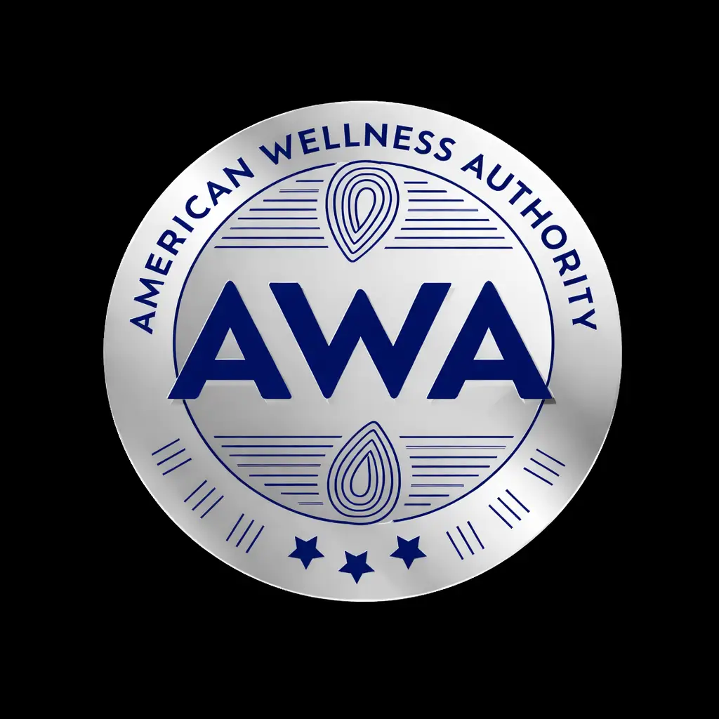 American Wellness Authority (AWA) logo on black background created by MSJ Media for branding, photography, videography, and content marketing