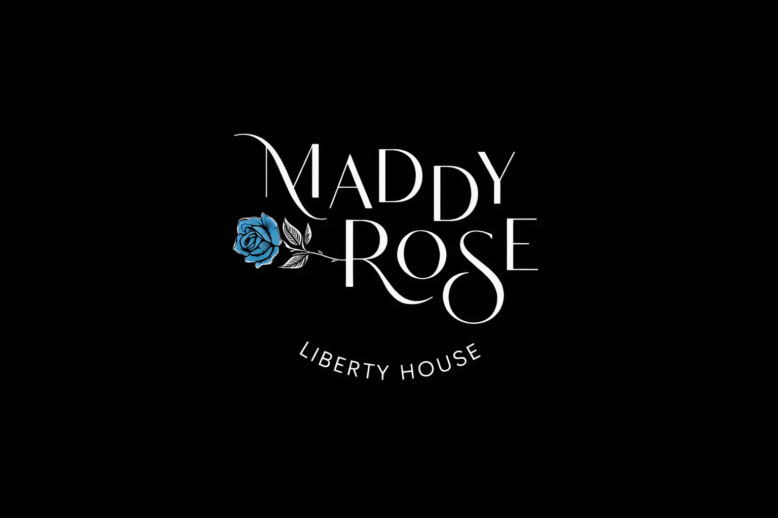 Maddy Rose Liberty House logo on black background used for wedding venue branding, event marketing, photography, and videography content
